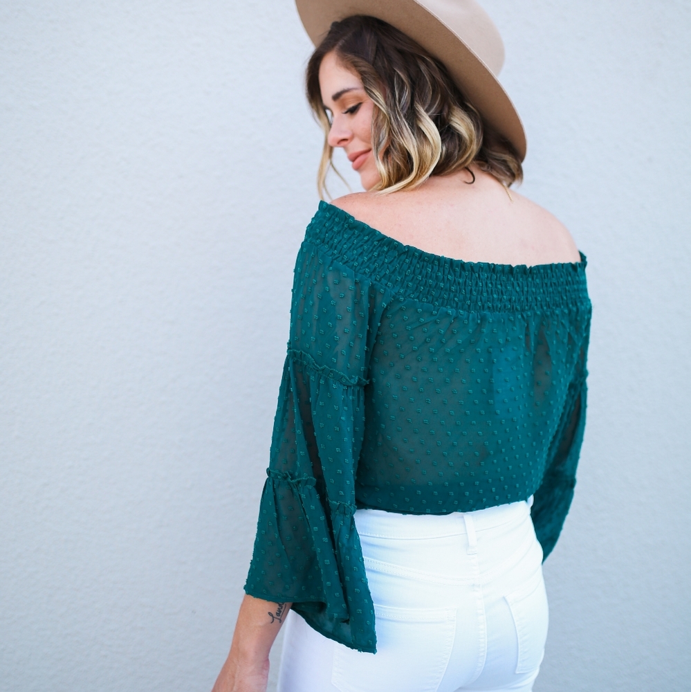 OFF SHOULDER, BELL SLEEVE TOP - Picture 3 of 3